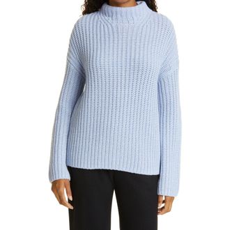 Vince Ribbed Wool & Cashmere Blend Mock Neck Sweater in Lt Peri Blue at Nordstrom Rack, Size Small