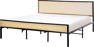 Beliani Cama matrimonial de metal negro 180x200