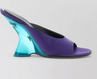 Dries Van Noten satin peep toe mules sculptural heel