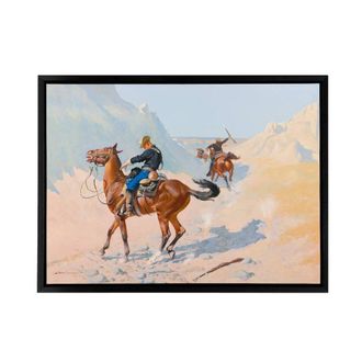 Artery8 Frederic Remington Advance Guard Ambush Framed Canvas Wall Art Print | Size: W24 x H32