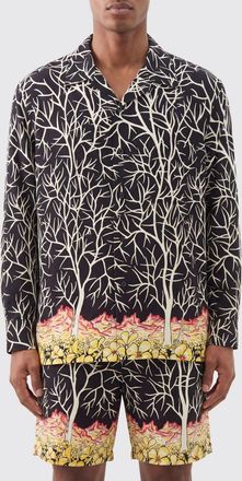 Yohji Yamamoto Camicia relaxed fit in rayon con stampa astratta e collo cubano