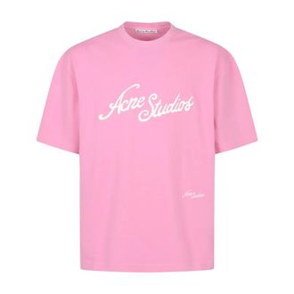 Acne Studios T-Shirts, male, Pink, S, Logo T-shirt