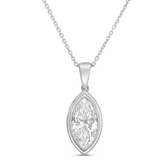 Diana M. Jewels 14kt white gold 3.00 ct lab grown marquise bezel with bail pendant