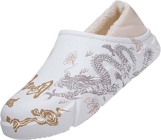 Generic Warm Slippers Soft and Comfortable Keeping Your Feet Warm in Winter Bathroom Slippers for Men Size 13 (White, 6)