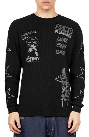 Pleasures X Zero Skateboards Misled Thermal Graphic Long Sleeve T-Shirt in Black at Nordstrom, Size Xx-Large