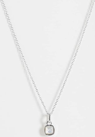 Abbott Lyon Collana in acciaio inossidabile placcato argento con ciondolo bombato in quarzo bianco