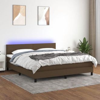 vidaXL Cama Box Spring Con Colch&oacute;n Led Tela Marr&oacute;n Oscuro 160x200 Cm Vidaxl