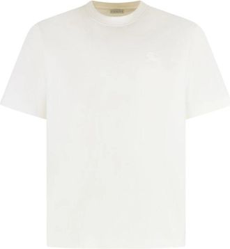 Burberry T-shirt van katoen met geborduurd logo - Heren - T-shirts - Wit - M - Katoen - Tops