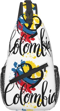 Generic Beautiful I Love Colombia National Flag Colors Heart Shoulder Bag Lightweight Crossbody Bag Breathable Backpack For Workout Sports Shopping