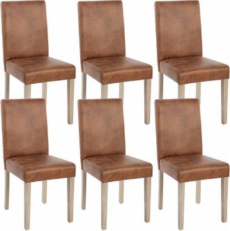 Hhg Hhg - Lote De 6 Sillas De Comedor Littau, Silla Silla De Cocina, Textil, Imitaci&oacute;n Ante, Patas Estructura - Roble