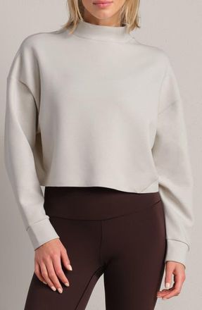 Rhone DreamGlow Mock Neck Crop Sweatshirt in Sand at Nordstrom, Size X-Large