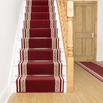 Runrug Stair Runner Carpet for Staircases - Soft & Comfy, 9mm - Key in Red | Size: 60 cm x 720 cm
