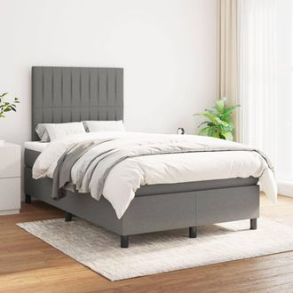 vidaXL Cama Box Spring Con Colch&oacute;n Tela Gris Oscuro 120x200 Cm Vidaxl