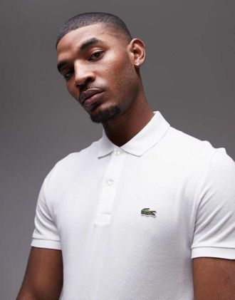 Lacoste slim fit pique polo in white