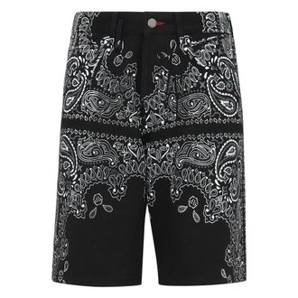 Philipp Plein Korte Broeken, Heren, Zwart, W31, Denim, Denim Shorts Paisley Bandana