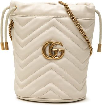 Gucci Pre-owned Gucci Small GG Marmont Matelasse Calfskin Bucket Bag Ladies H8FAA3UI9213ADAY