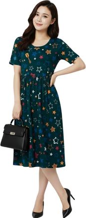 Generic Womens Casual Dress | Comfortable Everyday Wear for All Occasions | 100% Cotton & Versatile Fashion for Women Blue (UK, Alpha, XL, Regular, Regular, A