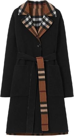 Burberry Dorea Reversible Check-Print Wool Coat, Brand Size 8 ( US Size 6 )