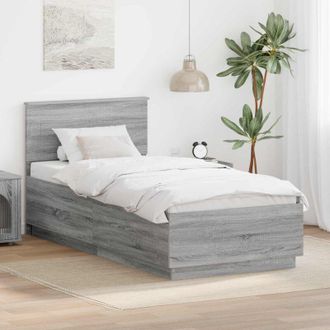 vidaXL Estructura De Cama Con Cabecera Gris Sonoma 100 X 200 Cm Vidaxl