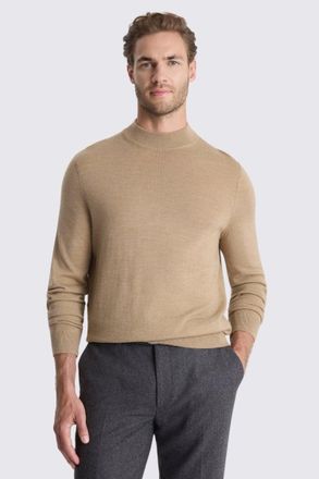 Moss Camel Merino Mock-Neck Jumper
