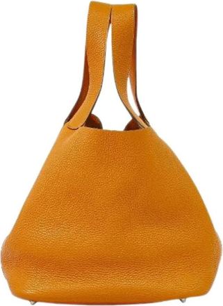 Herm&egrave;s Pre-owned Picotin lock tas - Dames - Vintage Tas - Oranje - ONE Size - Leer - Vintage