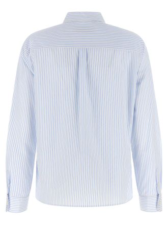 Max Mara Striped Cotton Poplin Blouse - Blue