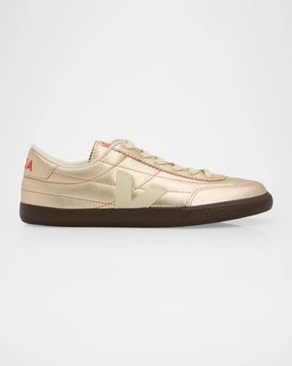 Veja Panenka Platine Metallic Leather Low-Top Sneakers