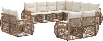 vidaXL Conjunto De Sof&aacute;s De Jard&iacute;n 11 Uds. Beige Y Blanco Crema Vidaxl