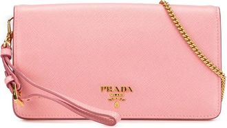 Prada Borsa a tracolla Lux in pelle Saffiano con catena 2000-2024 - Rosa