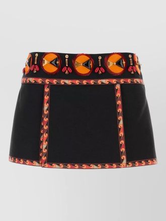 Pucci gabardine mini skirt contrast trim embellished waistband