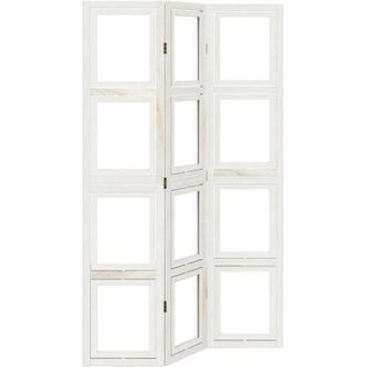 vidaXL Room Divider 3 Panels White Solid Wood Paulownia Vidaxl