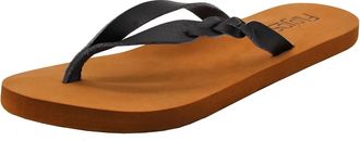 Flojos Womens Serenity Thong With Outside Strap Flip-Flop Sandal In Black/tan