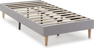 HOMN Base tapizada 90x190 cm gris claro, 30 cm altura