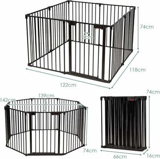 Costway Costway - Barrera De Seguridad Para Ni&ntilde;os Perro Mascota Rejilla De Protecci&oacute;n Plegable Para Chimenea Escalera Puerta Negro