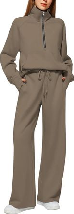 Generic Tracksuit Womens Full Set Lounge Wear Sets 2 Pieces Ladies Tracksuits Comfort Long Sleeve Activewear Zip Coat Tops Trousers Sets Fashion Casual Autumn