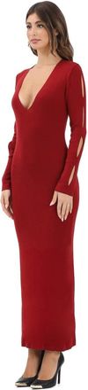 Akep Lange Elegante Jurk - Dames - Feestkleedjes - Rood - XS - Kleedjes