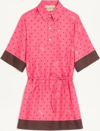 Valentino Abito Chemisier In Twill Stelline Starry Donna CORALLO/CHOCOLATE 36
