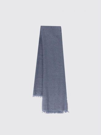 Brunello Cucinelli Blue Silk Wool Scarf, Brand Size OS (US Size OS)