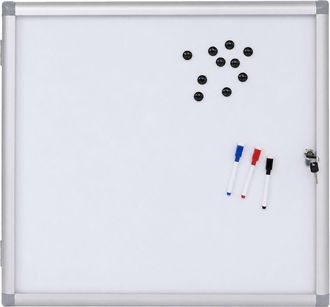 Hhg [nunca Usado] Vitrina Hhg-950, Pizarra Magn&eacute;tica, Pizarra Blanca, Tablero De Anuncios, Aluminio, Con Cerradura, Accesorios Incluidos, 65 X 68 X 7 Cm