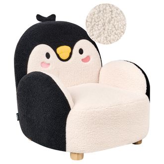 Beliani Beliani - Sill&oacute;n Infantil Tapizado De Ping&uuml;ino Para Ni&ntilde;os Negro Fyn