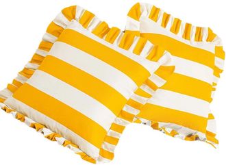 OEM Par De Fundas De Almohada A Rayas Con Cremallera - Amarillas