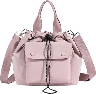 Generic Womens Nylon Shoulder Bag with Ruched Detail, Classic Top-Handle Bag, Drawstring, Zipper and Magnetic Closure, Applies to Commute, Weekend Trip and Er