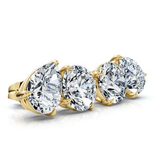 Pompeii3 1 1/3Ct Pear and Round Toi et Moi Diamond Earrings 14k Gold Lab Grown