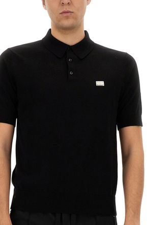 Dolce & Gabbana Logo-Embroidered Cotton Polo - Black