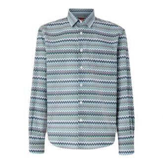 Missoni Casual Shirts, male, Multicolor, Size: 2XL Zig zag cotton poplin shirt with breast pocket