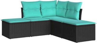 vidaXL Vidaxl - 5 Piece Garden Sofa Set with Cushions Black Poly Rattan