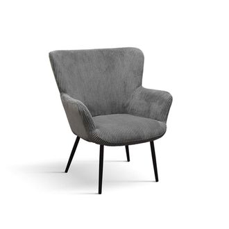 Konte Design Sill&oacute;n de tela efecto terciopelo gris y patas de metal antracita