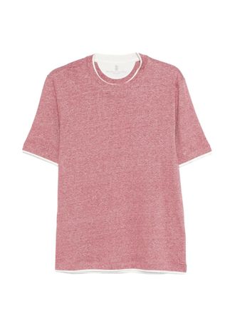 Brunello Cucinelli T-shirt con bordo a contrasto - Rosso