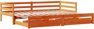 vidaXL Daybed with Trundle&Drawers without Mattress Wax Brown 90x190 cm Single vidaXL