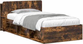 vidaXL Estructura De Cama Con Almacenamiento Roble Ahumado 90 X 190 Cm Vidaxl